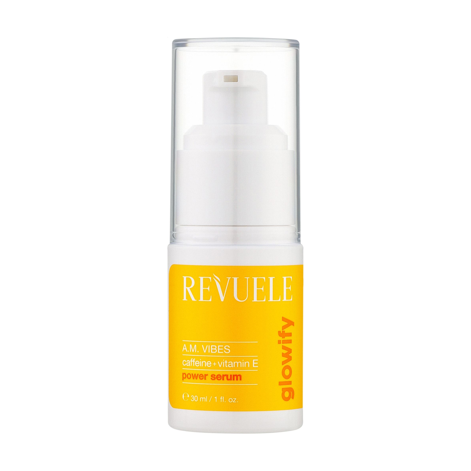 Сироватка для шкіри навколо очей Revuele Glowify A.M. Vibes Caffeine + Vitamin E Power Serum з вітаміном Е та кофеїном, 30 мл